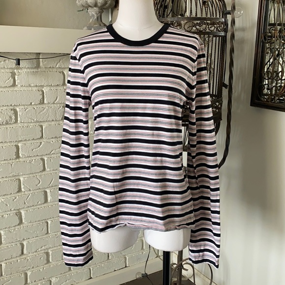 LA LIGNE New York STRIPED LONG SLEEVE SHIRT CREW NECK MEDIUM - Picture 1 of 6